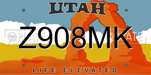 Z908MK Utah License Plate