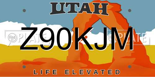 Z90KJM Utah License Plate