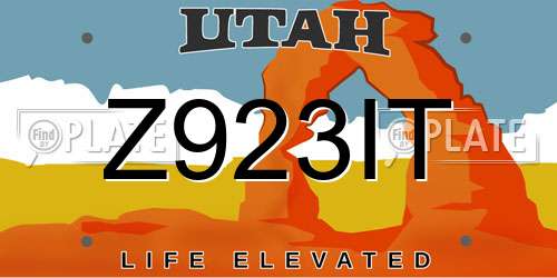 Z923IT Utah License Plate