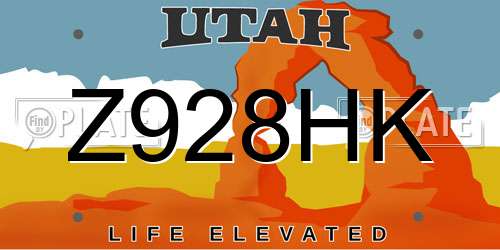 Z928HK Utah License Plate