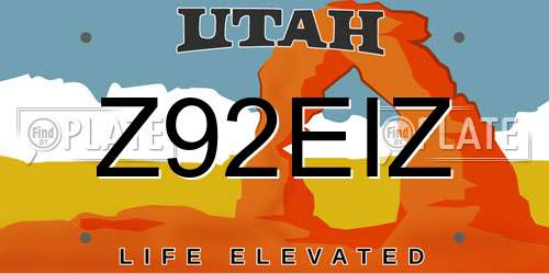 Z92EIZ Utah License Plate