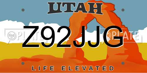 Z92JJG Utah License Plate