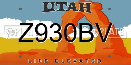 Z930BV Utah License Plate