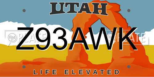 Z93AWK Utah License Plate