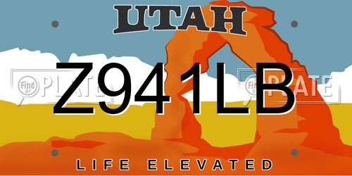 Z941LB Utah License Plate