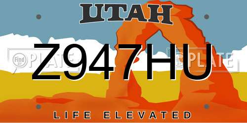 Z947HU Utah License Plate
