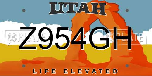 Z954GH Utah License Plate