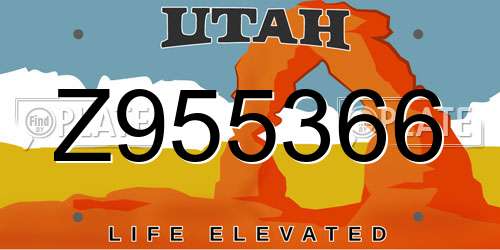 Z955366 Utah License Plate