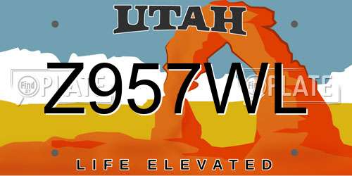 Z957WL Utah License Plate