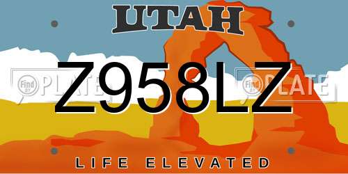 Z958LZ Utah License Plate