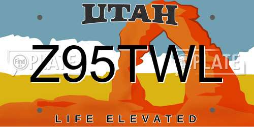 Z95TWL Utah License Plate