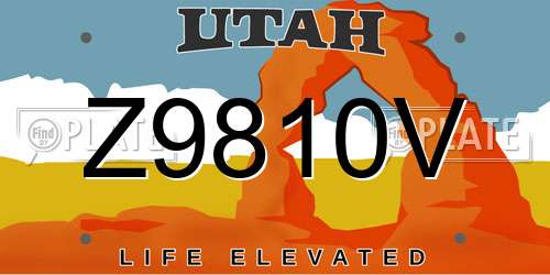 Z9810V Utah License Plate
