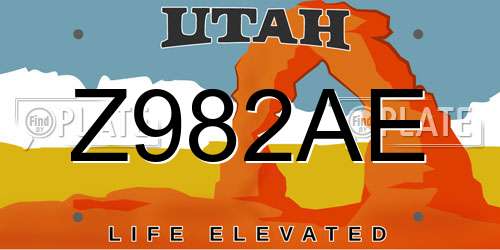 Z982AE Utah License Plate
