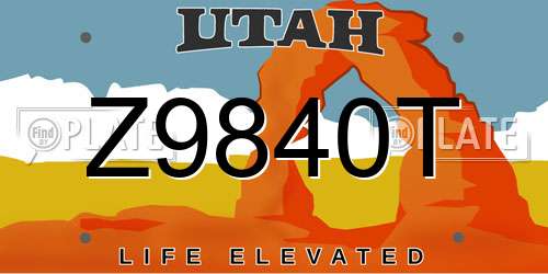 Z9840T Utah License Plate