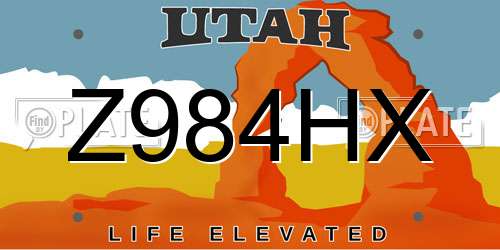 Z984HX Utah License Plate