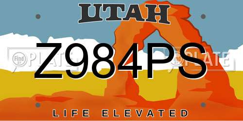 Z984PS Utah License Plate
