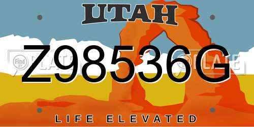 Z98536G Utah License Plate