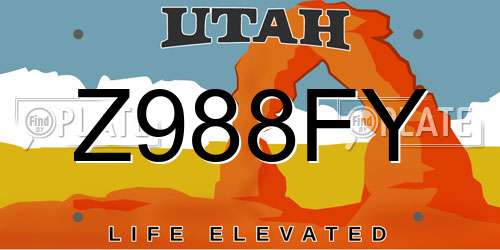 Z988FY Utah License Plate