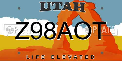 Z98AOT Utah License Plate