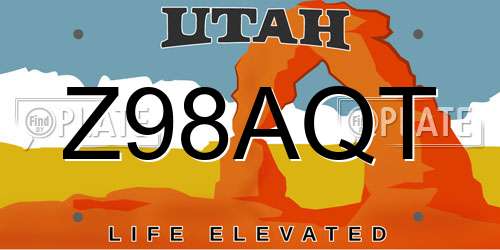 Z98AQT Utah License Plate