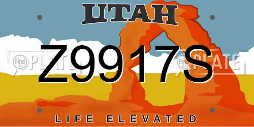 Z9917S Utah License Plate