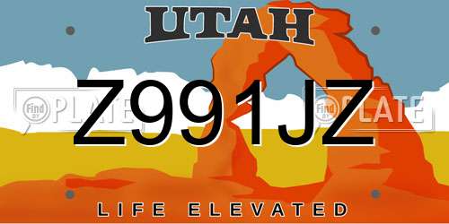 Z991JZ Utah License Plate