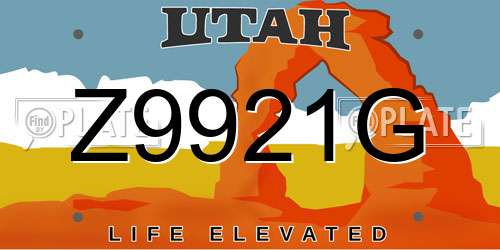 Z9921G Utah License Plate