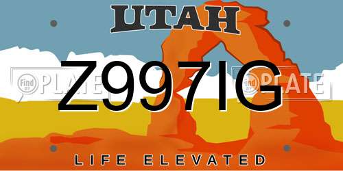 Z997IG Utah License Plate