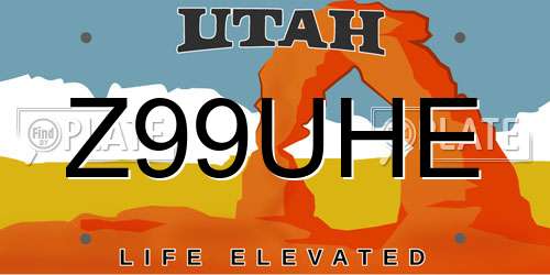 Z99UHE Utah License Plate