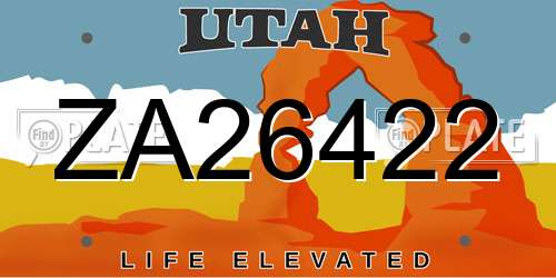 ZA26422 Utah License Plate