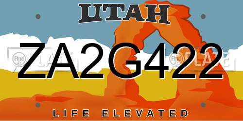 ZA2G422 Utah License Plate