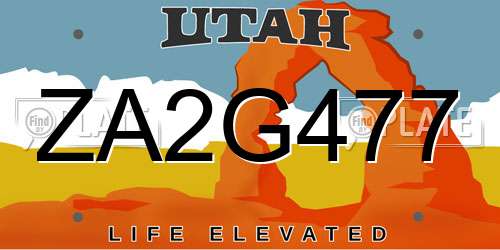 ZA2G477 Utah License Plate