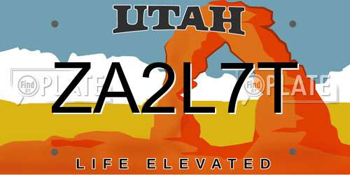 ZA2L7T Utah License Plate