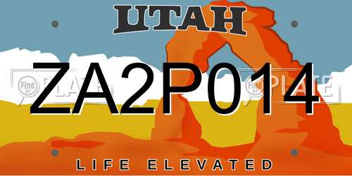 ZA2P014 Utah License Plate