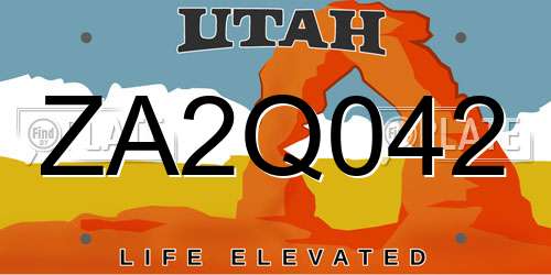 ZA2Q042 Utah License Plate