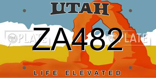 ZA482 Utah License Plate