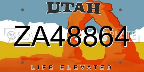 ZA48864 Utah License Plate