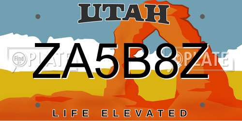 ZA5B8Z Utah License Plate