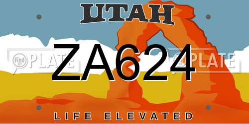ZA624 Utah License Plate