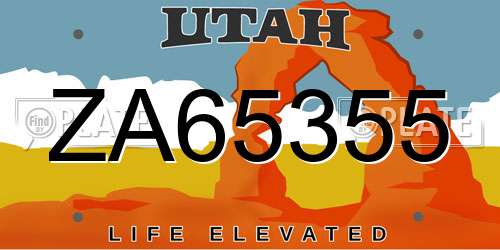 ZA65355 Utah License Plate