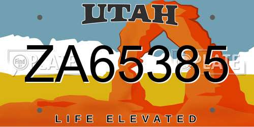 ZA65385 Utah License Plate
