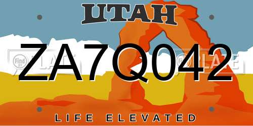 ZA7Q042 Utah License Plate