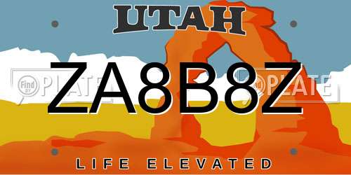 ZA8B8Z Utah License Plate