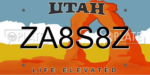 ZA8S8Z Utah License Plate