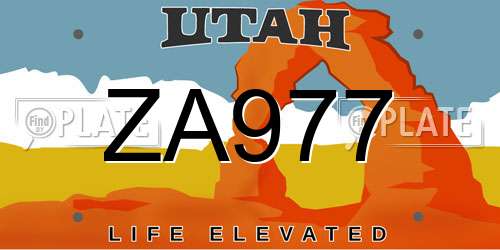 ZA977 Utah License Plate