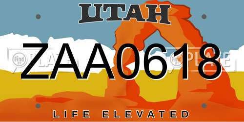 ZAA0618 Utah License Plate