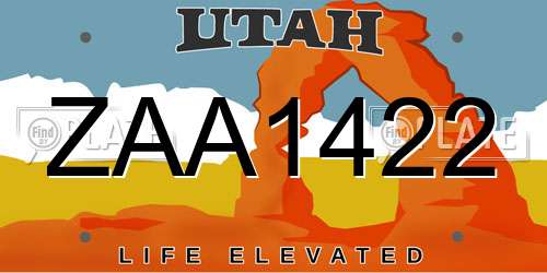 ZAA1422 Utah License Plate