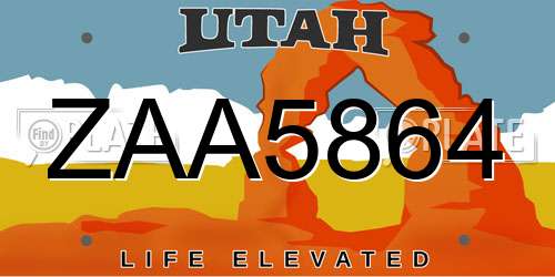 ZAA5864 Utah License Plate