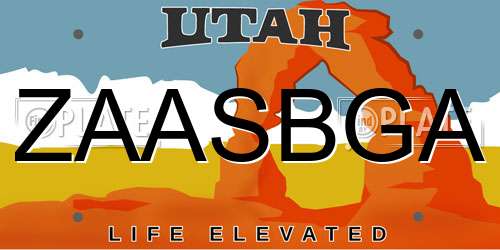 ZAASBGA Utah License Plate