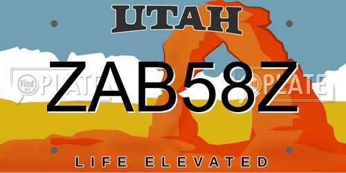 ZAB58Z Utah License Plate
